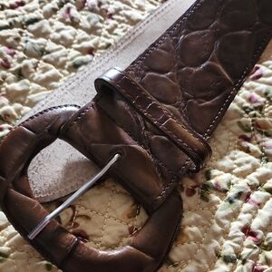 Brown Textured Leather Belt